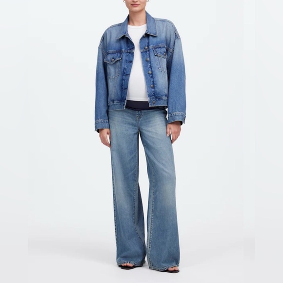 Madewell Maternity Over-the-Belly Superwide-Leg Jeans in Billings Wash Size 28 - Picture 1 of 10